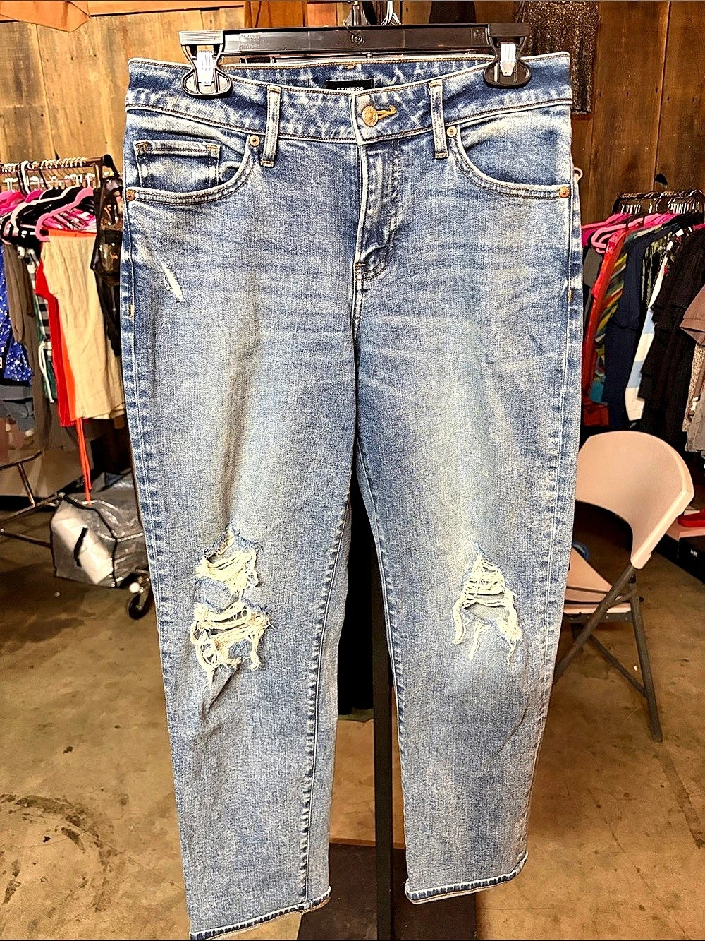 Express Distressed Blue Jeans